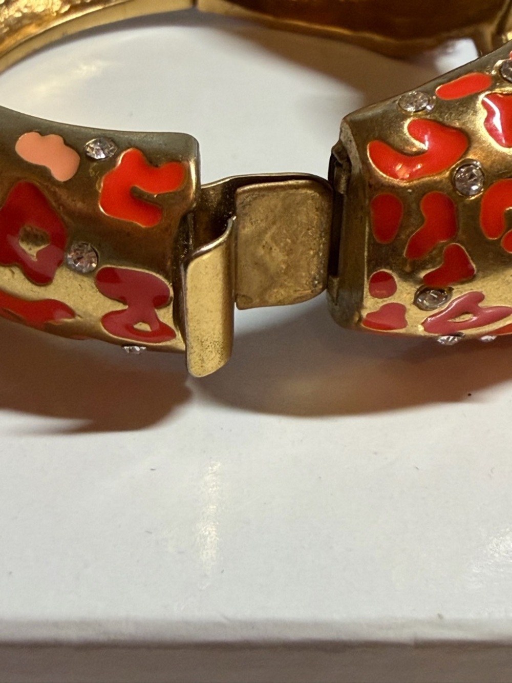 J. Crew Gold-Tone Double Leopard Bracelet with Orange Enamel and Crystal Accents - Picture 6 of 8